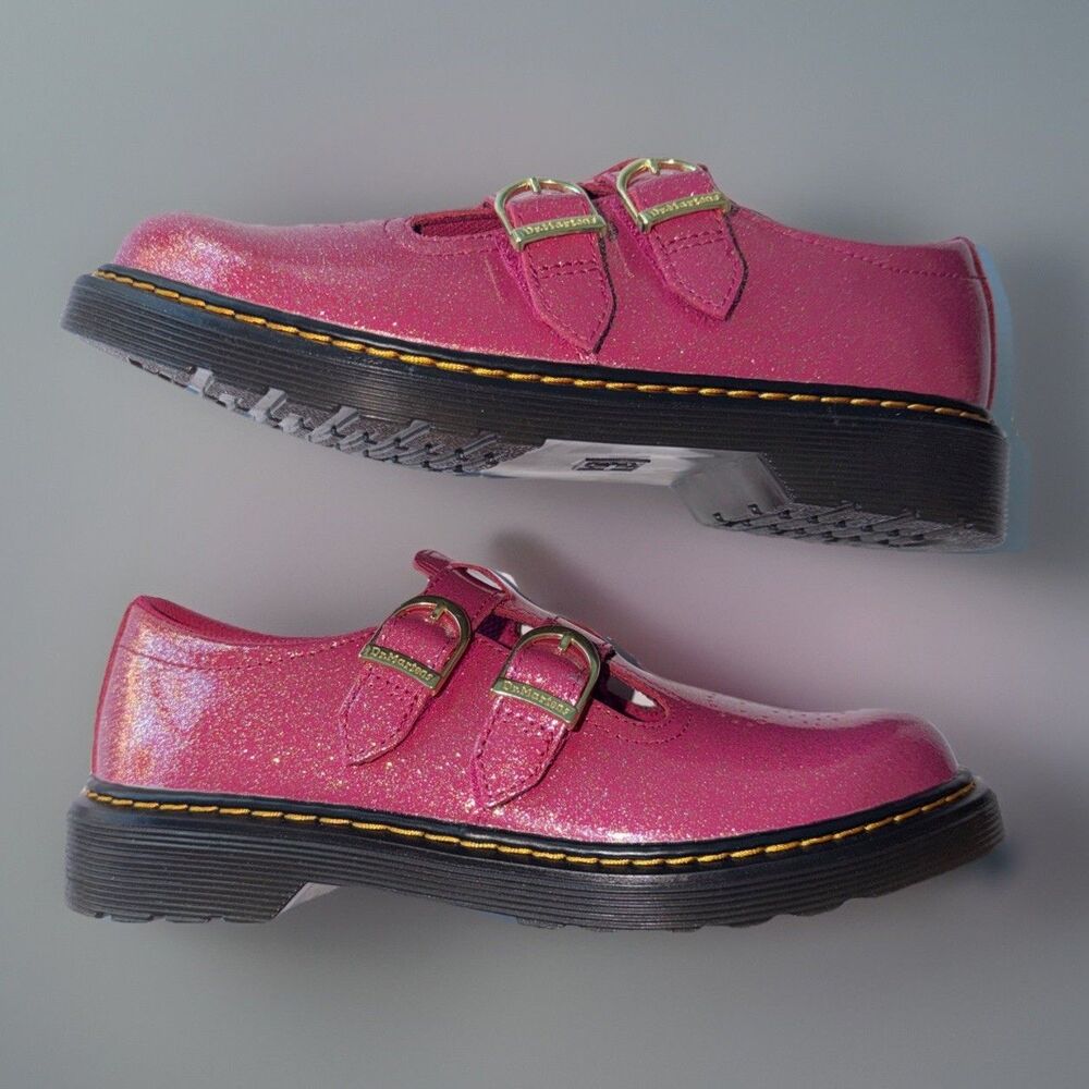 New Dr. Martens Dress Shoes 8065 Glitter Cherry Shiny Women's Size